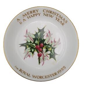 Vintage Royal Worcester 1955 Merry Christmas Happy New Year Bone China England